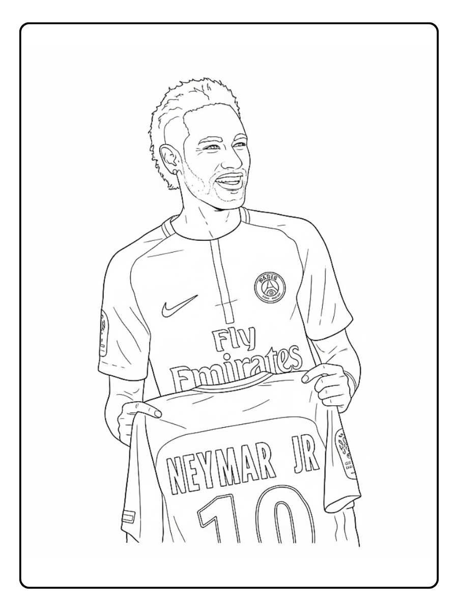 Coloriage Neymar en tenue du PSG avec le numéro 10