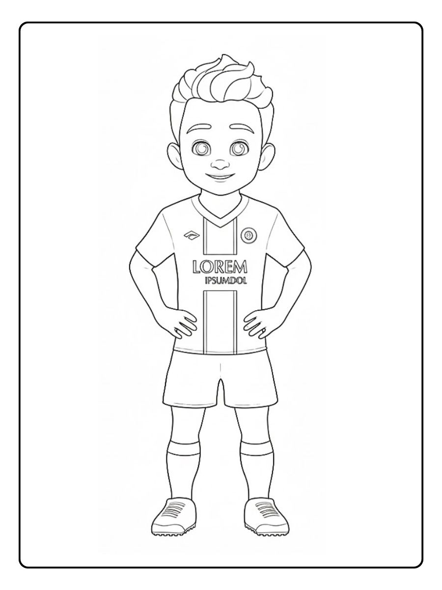 Coloriage PSG jeune joueur portant le maillot du PSG