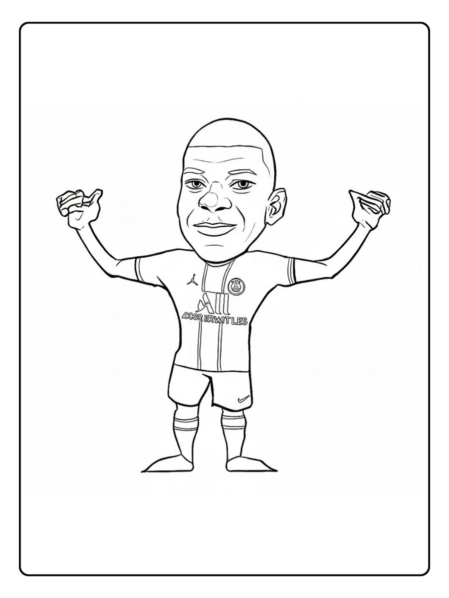 Coloriage PSG joueur célébrant un but les bras levés