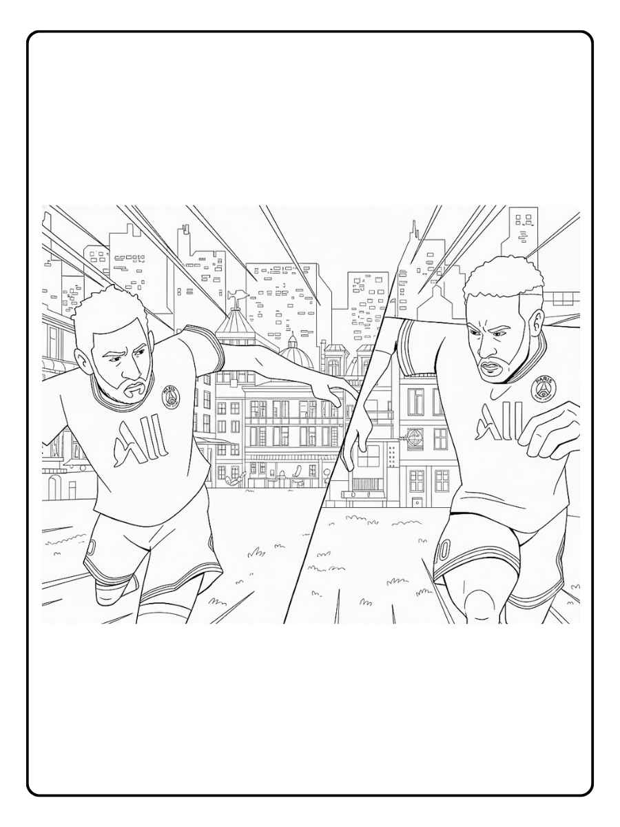 Coloriage PSG match de football du Paris Saint Germain au stade