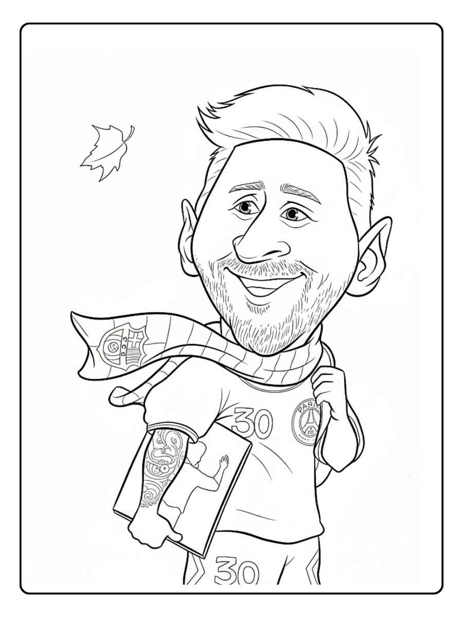Coloriage PSG portrait caricatural d’un joueur emblématique