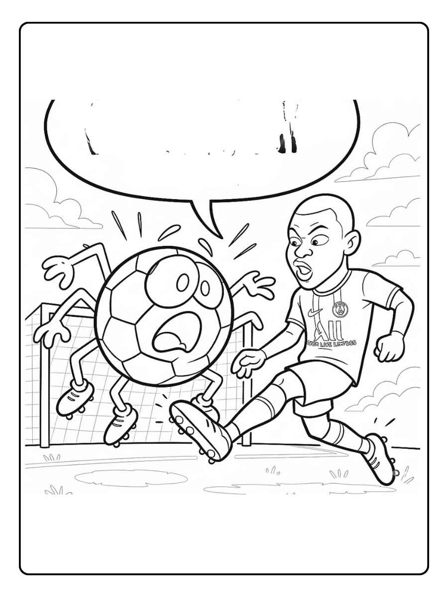 Coloriage PSG scène amusante de football avec joueur PSG