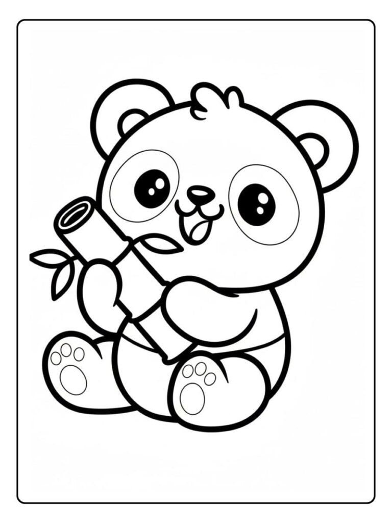Coloriage Gratuit à Imprimer – Dessins à Colorier PDF & PNG 147 Coloriage Panda Mignon à Imprimer Contour Simple et Épaiss