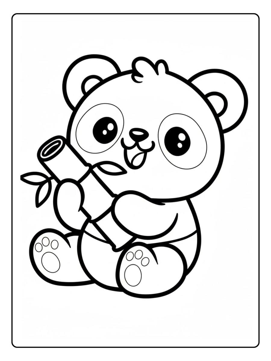 Coloriage Panda Mignon à Imprimer Contour Simple et Épaiss