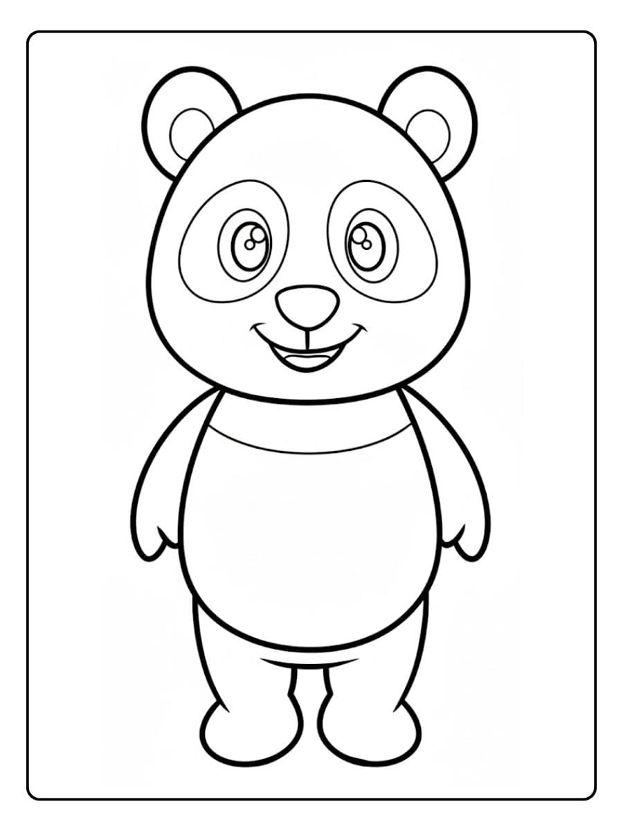 Coloriage Panda Souriant Dessin Simple pour Enfants
