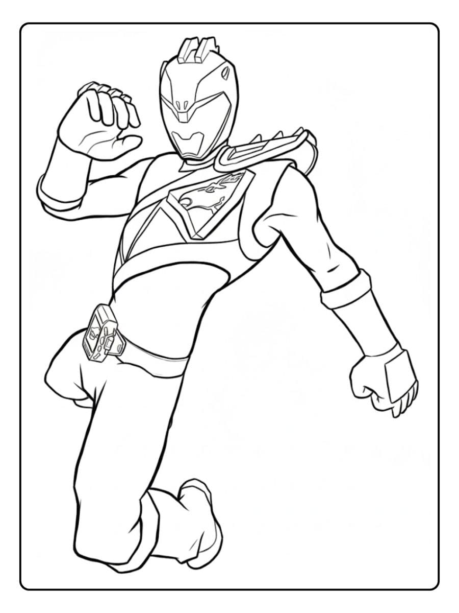 Coloriage Power Ranger Dino Charge Noir à Imprimer