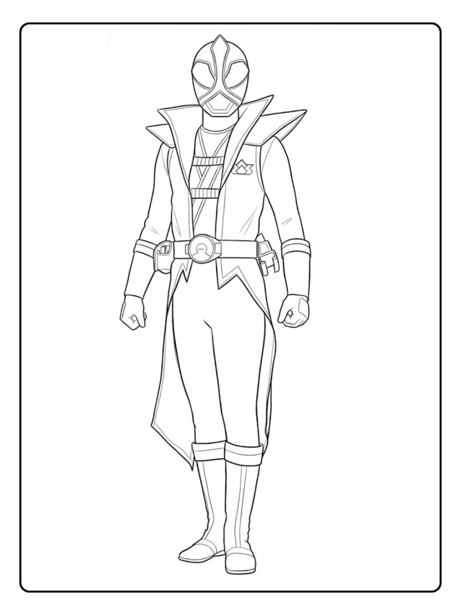 Coloriage Power Ranger saut d’attaque spectaculaire