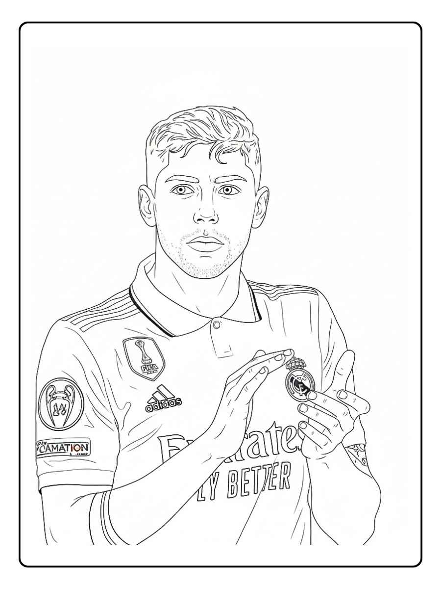Coloriage Real Madrid joueur célébrant un but bras levés