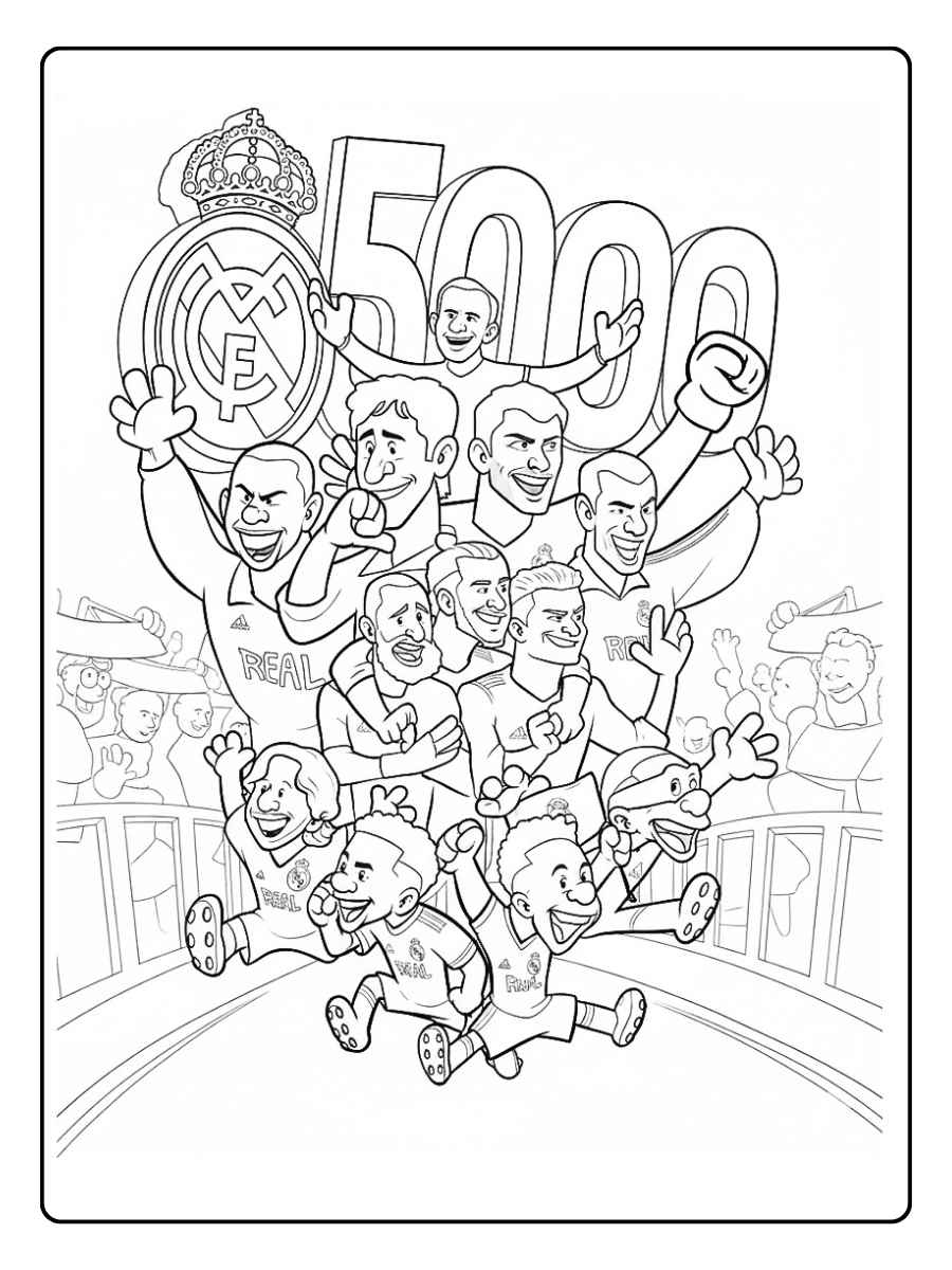 Coloriage Real Madrid joueur courant avec le ballon