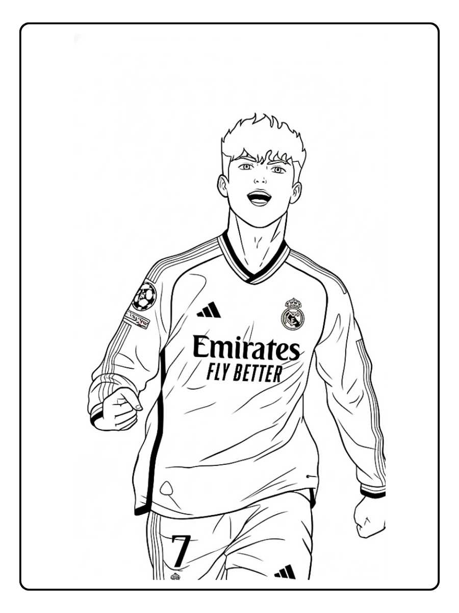 Coloriage Real Madrid joueur levant le poing en signe de victoire