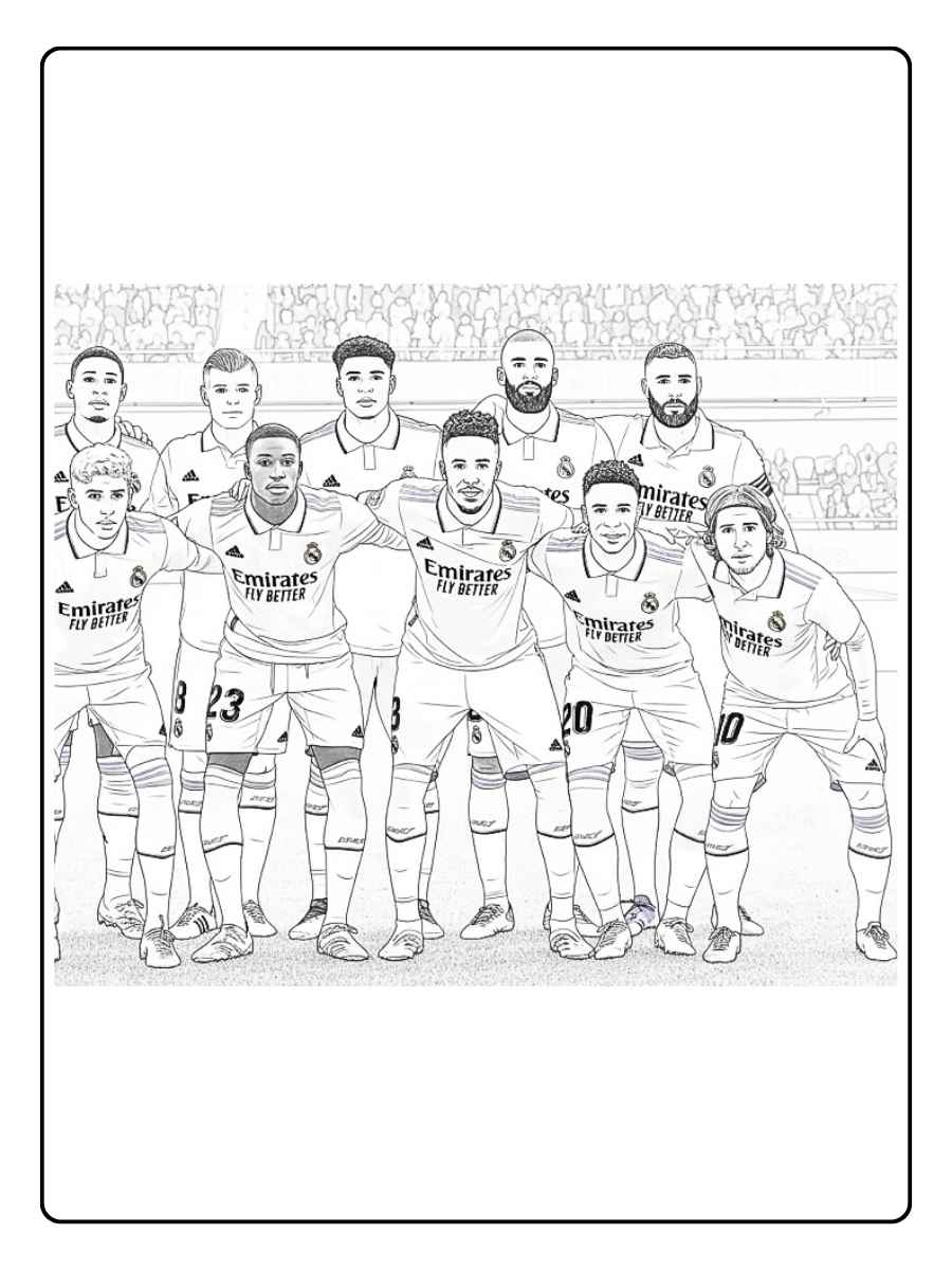 Coloriage Real Madrid joueur vu de dos avec numéro sur le maillot