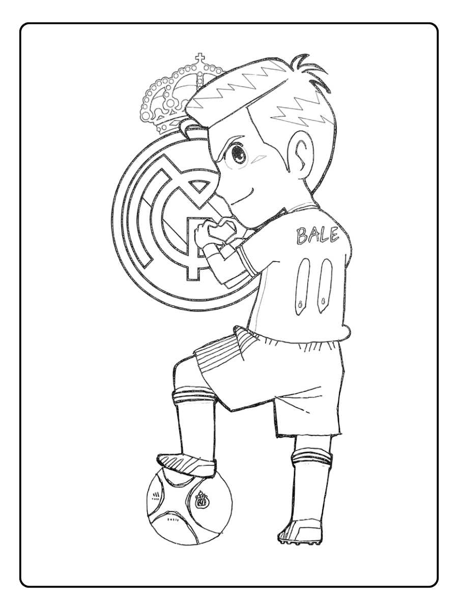 Coloriage Real Madrid joueur vu de dos, posture de victoire