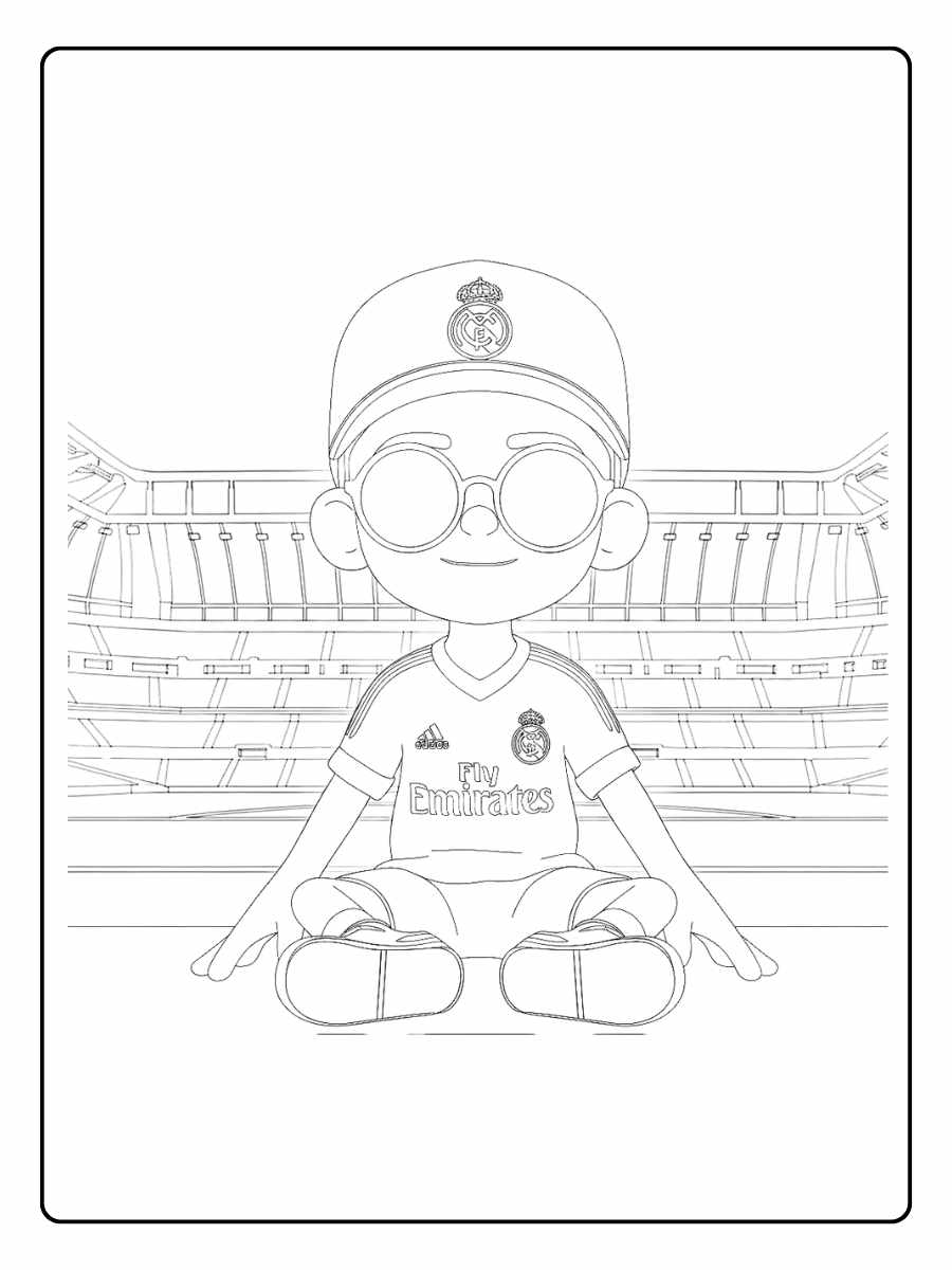 Coloriage Real Madrid portrait expressif d’un joueur en action