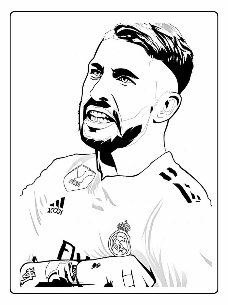 Coloriage Real Madrid portrait réaliste en maillot domicile