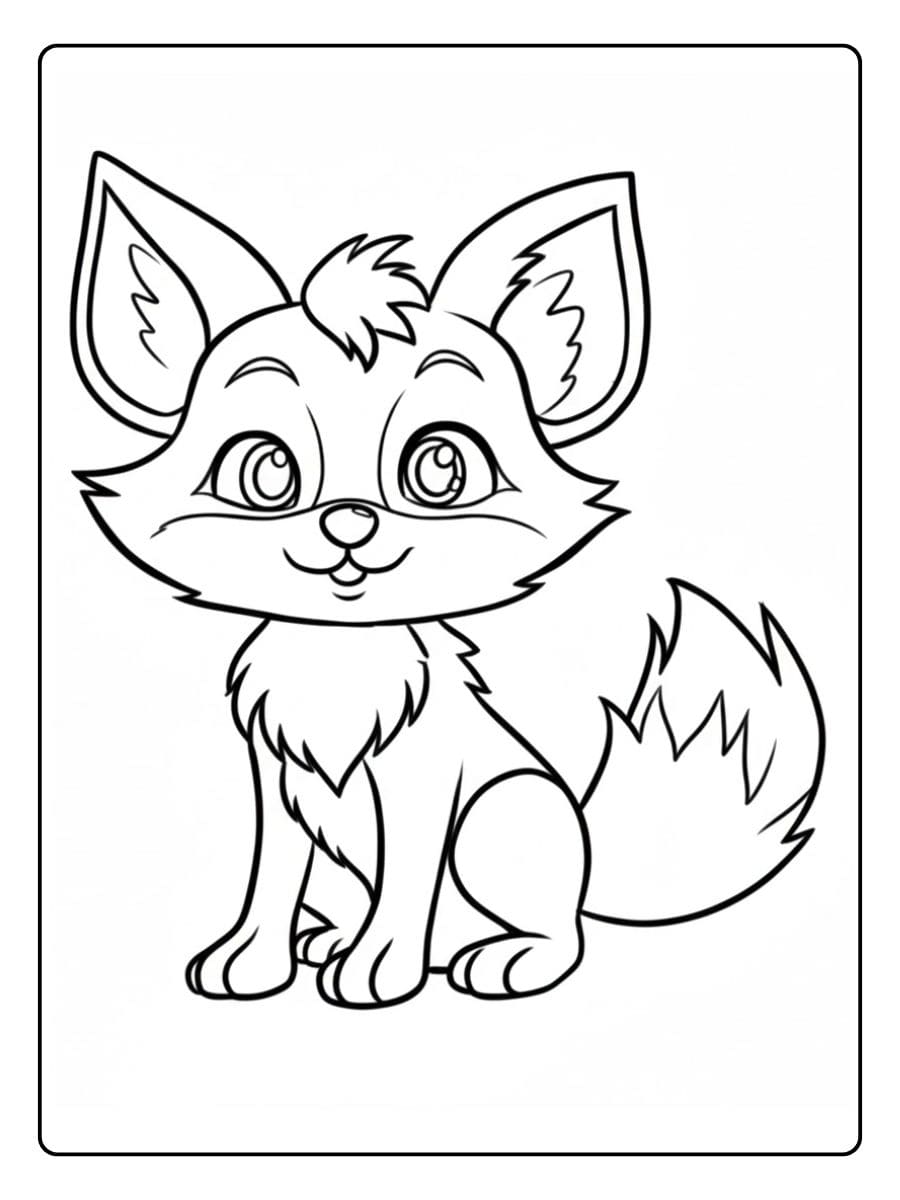 Coloriage Renard Mignon Simple à ImprimerColoriage Renard Mignon Simple à Imprimer