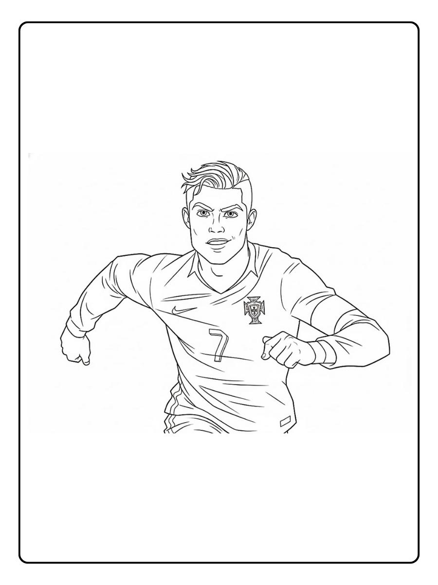 Coloriage Ronaldo en action pendant un match de football