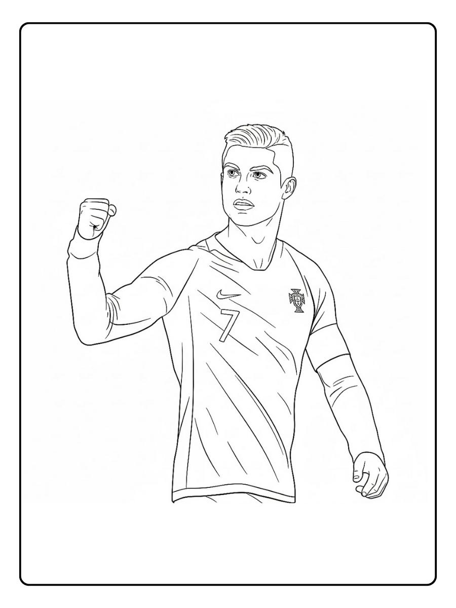 Coloriage Ronaldo levant le poing après une victoire