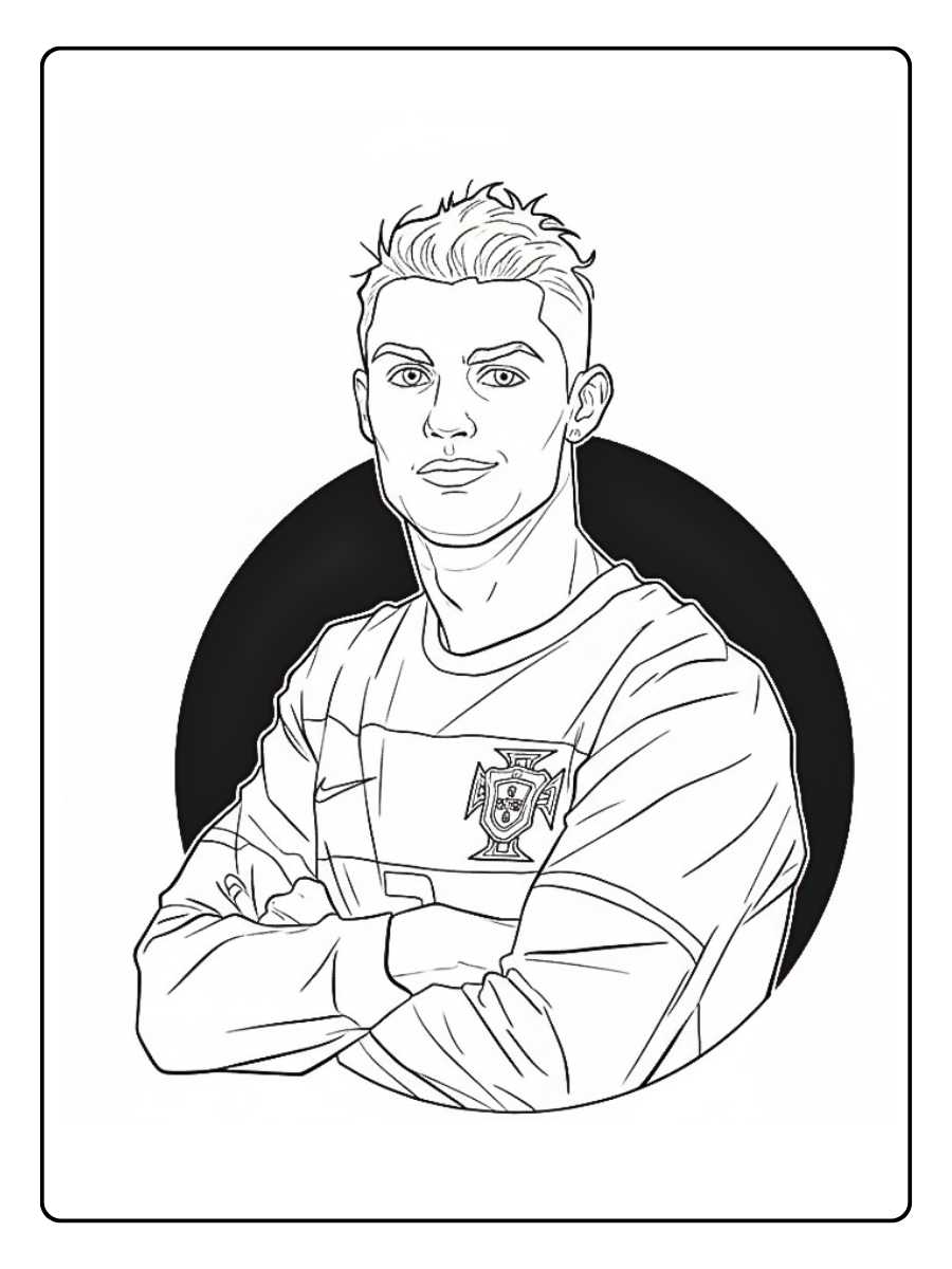 Coloriage Ronaldo portrait avec les bras croisés