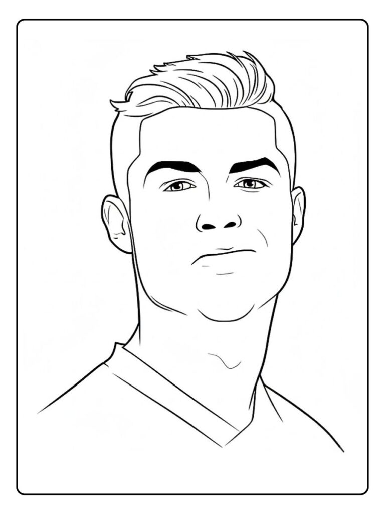 Coloriage Gratuit à Imprimer – Dessins à Colorier PDF & PNG 131 Coloriage Ronaldo portrait réaliste en gros plan