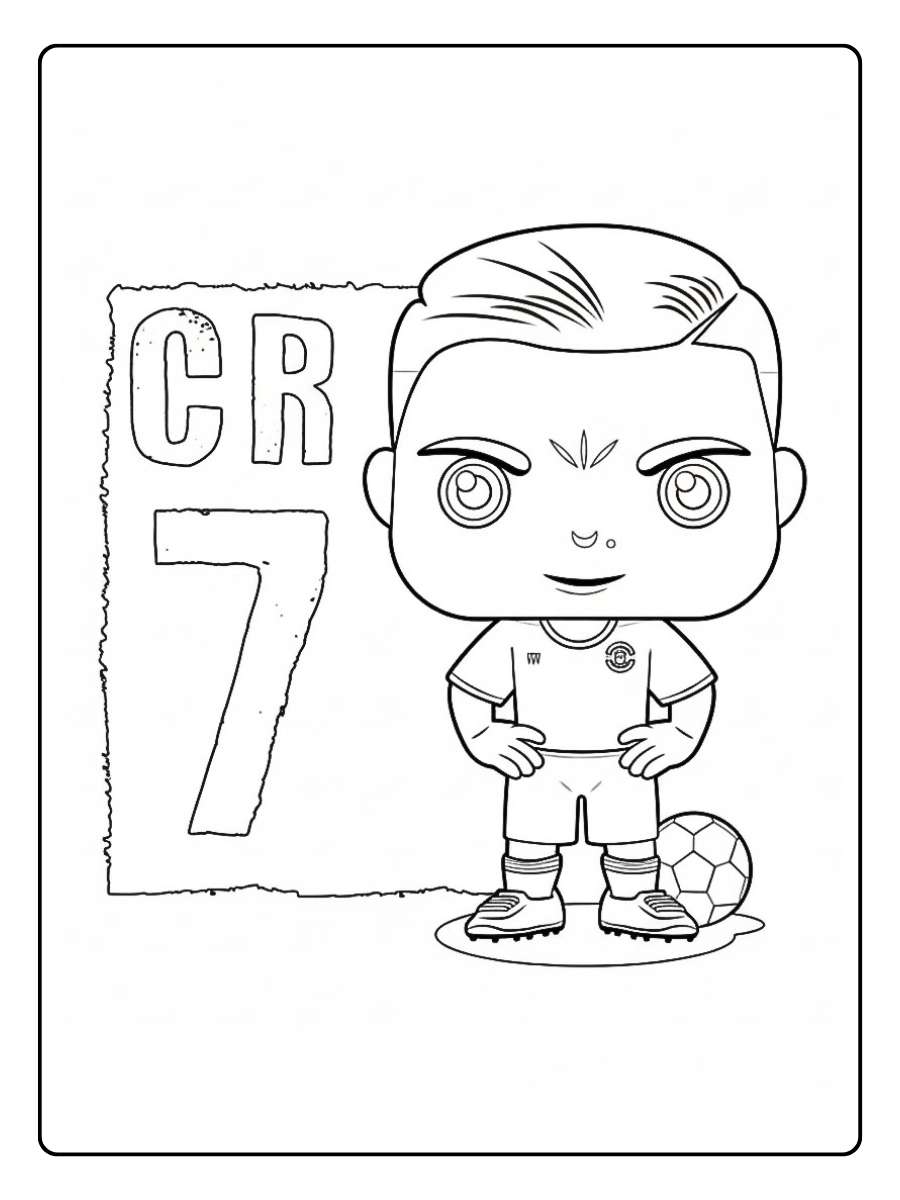Coloriage Ronaldo version chibi avec le maillot CR7