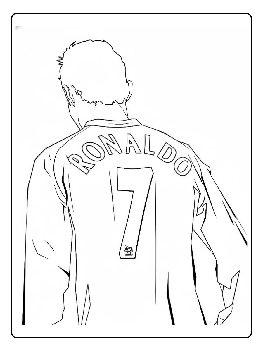 Coloriage Ronaldo vu de dos avec le numéro 7