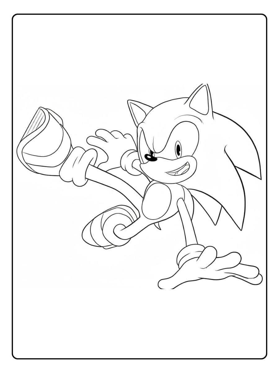 Coloriage Sonic Dessin Simple en Noir et Blanc