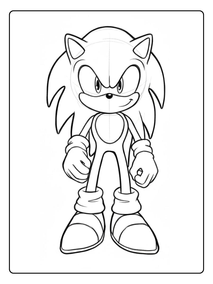 Coloriage Sonic Dessin au trait simple pour enfants