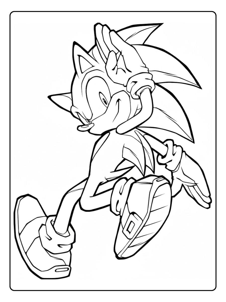 Coloriage Sonic Silhouette Simple et Lignes Épaisses