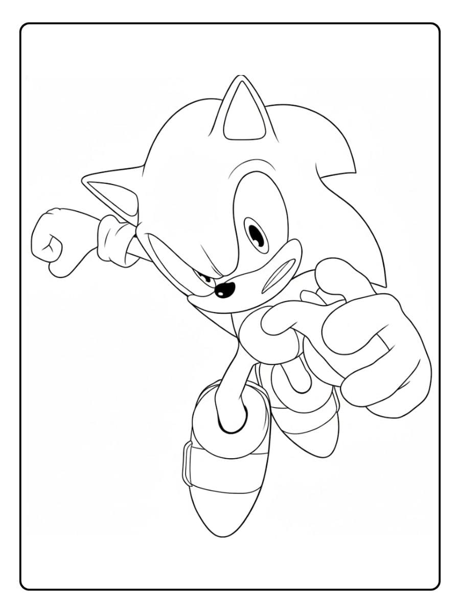 Coloriage Sonic à Imprimer Silhouette de Sonic en Action