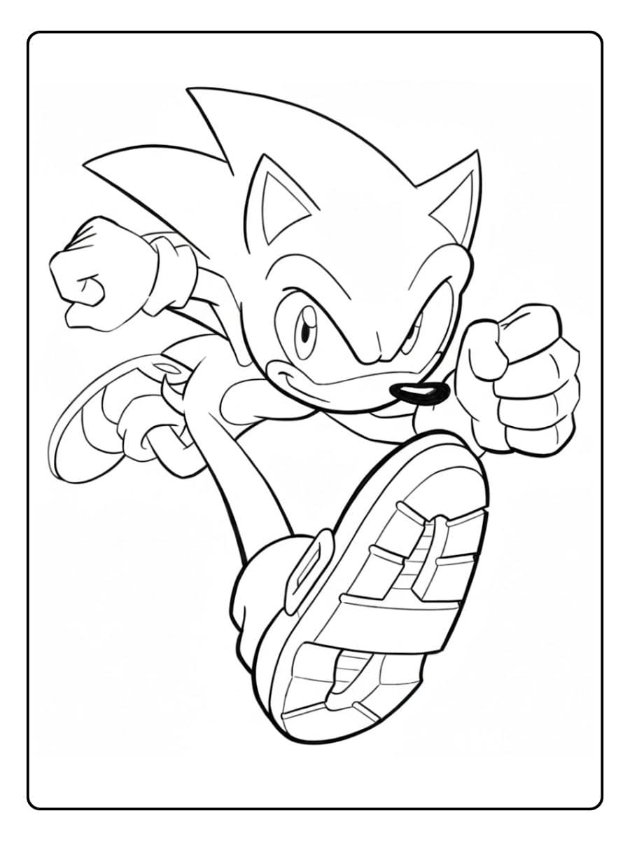 Coloriage Sonic simple contour noir et blanc