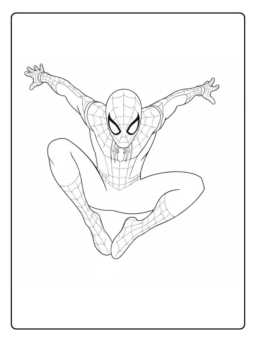 Coloriage Spiderman Esquisse simple noir et blanc