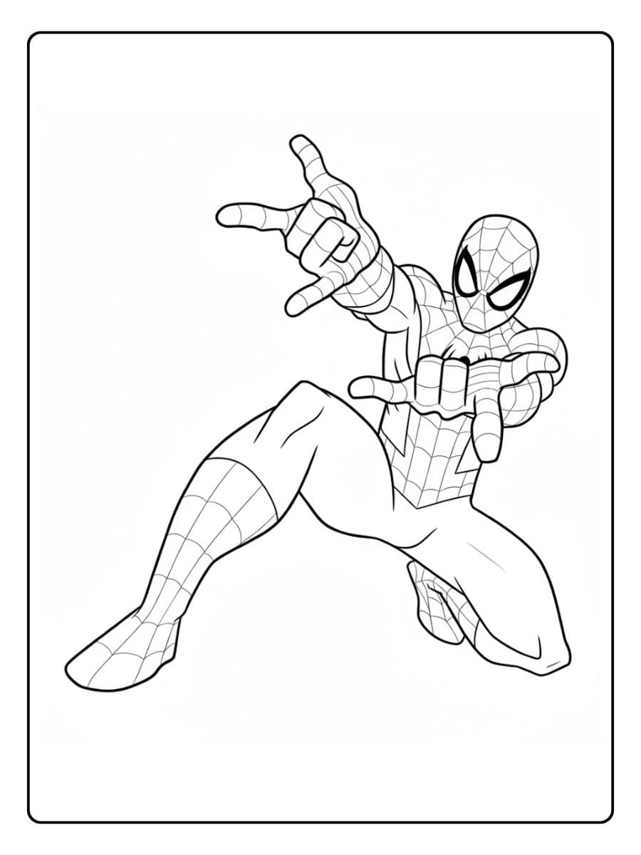 Coloriage Spiderman simple en noir et blanc pour enfant