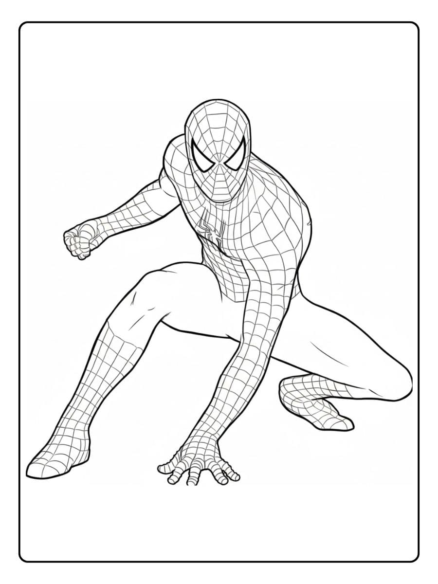 Coloriage Spiderman simple et grandes lignes à imprimer