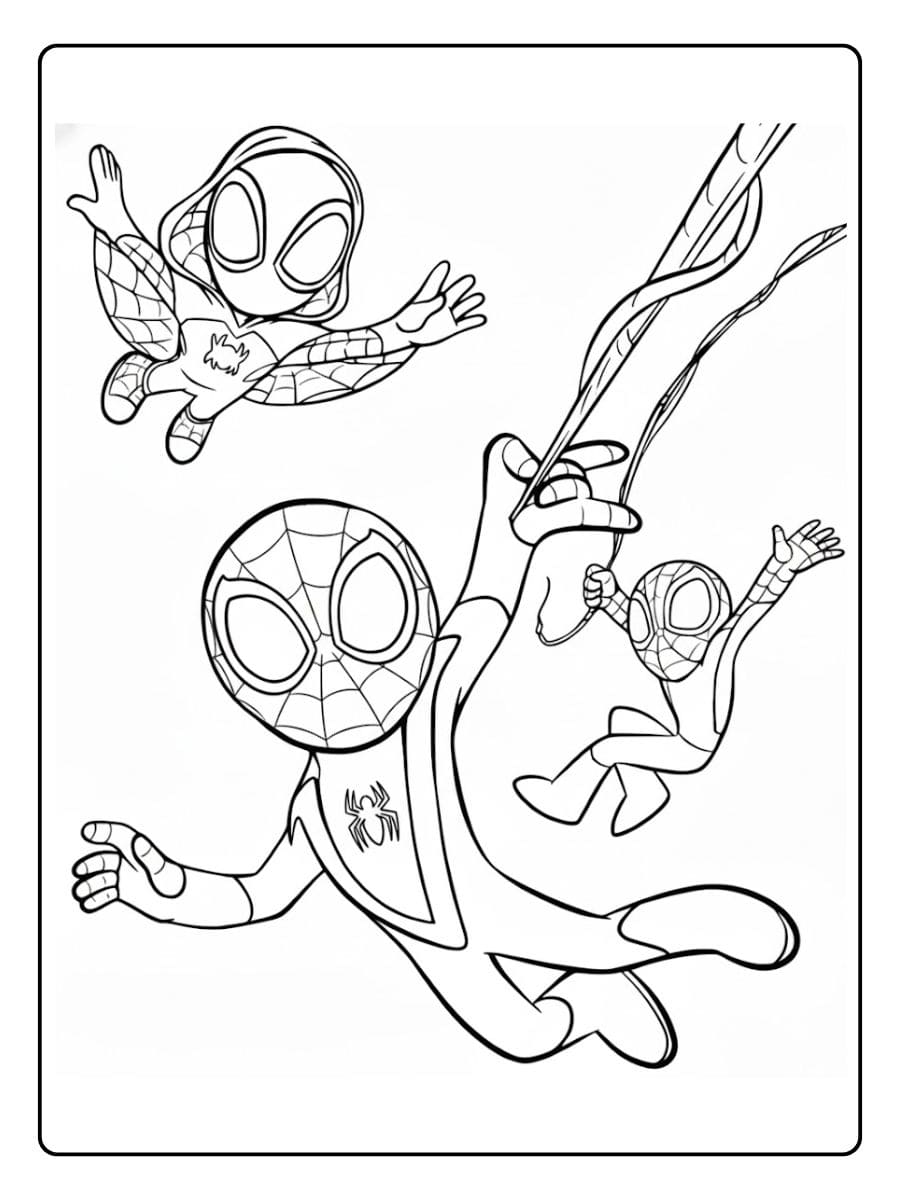 Coloriage Gratuit à Imprimer – Dessins à Colorier PDF & PNG 5 Coloriage Spidey et ses Amis Super Héros Volants