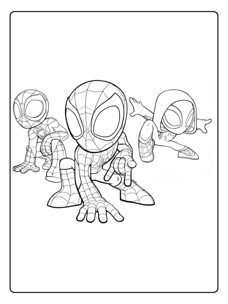 Coloriage Spidey et ses amis en chibi