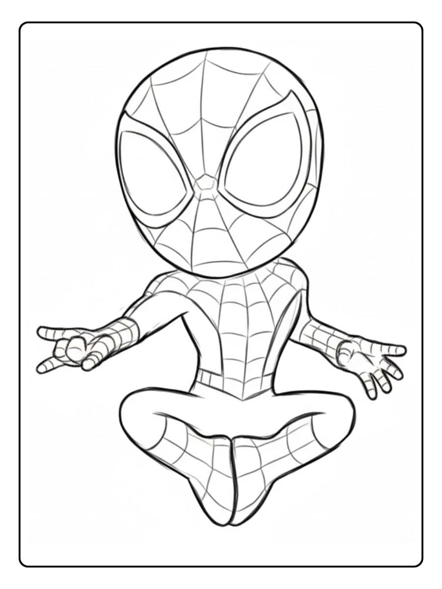 Coloriage Spidey simple en noir et blanc pour enfants