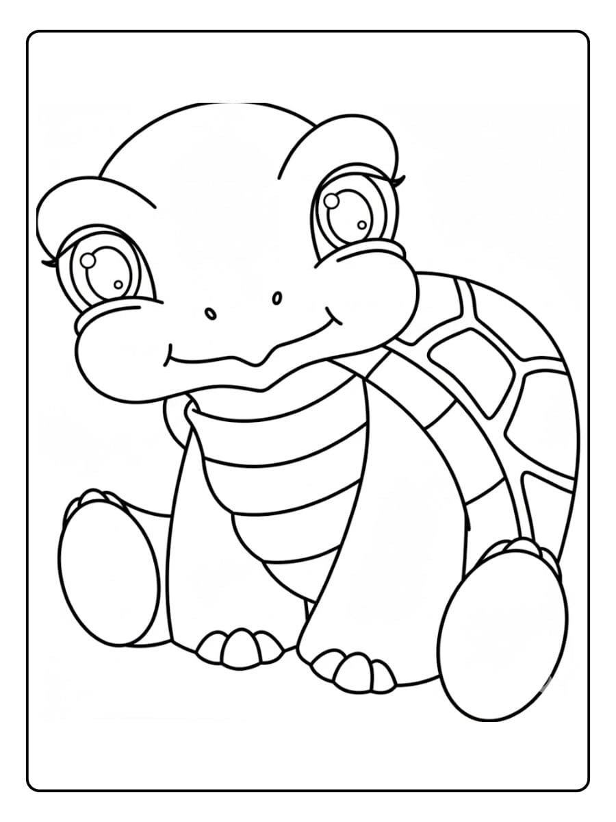 Coloriage Tortue Mignonne et Simple