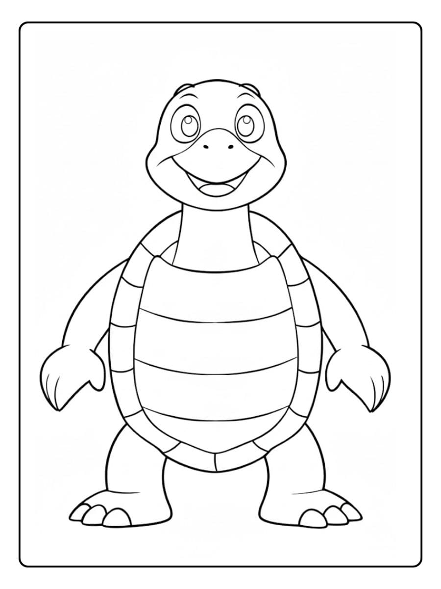 Coloriage Tortue Simple et Souriante