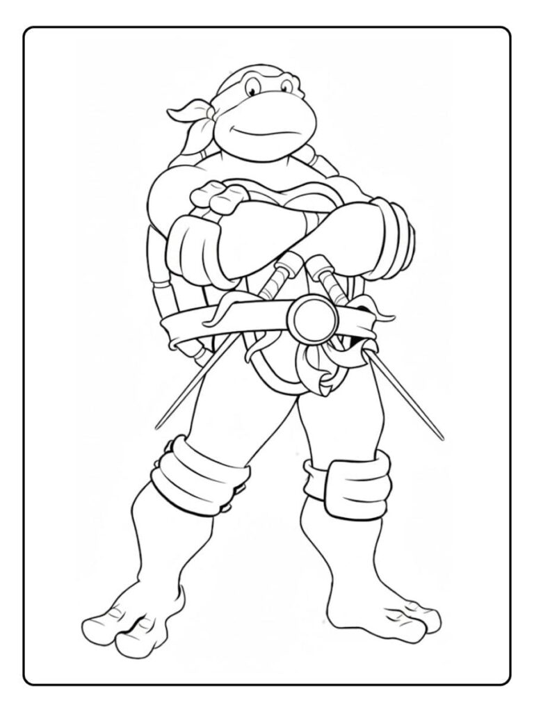 Coloriage Gratuit à Imprimer – Dessins à Colorier PDF & PNG 174 Coloriage Tortues Ninja Donatello en noir et blanc