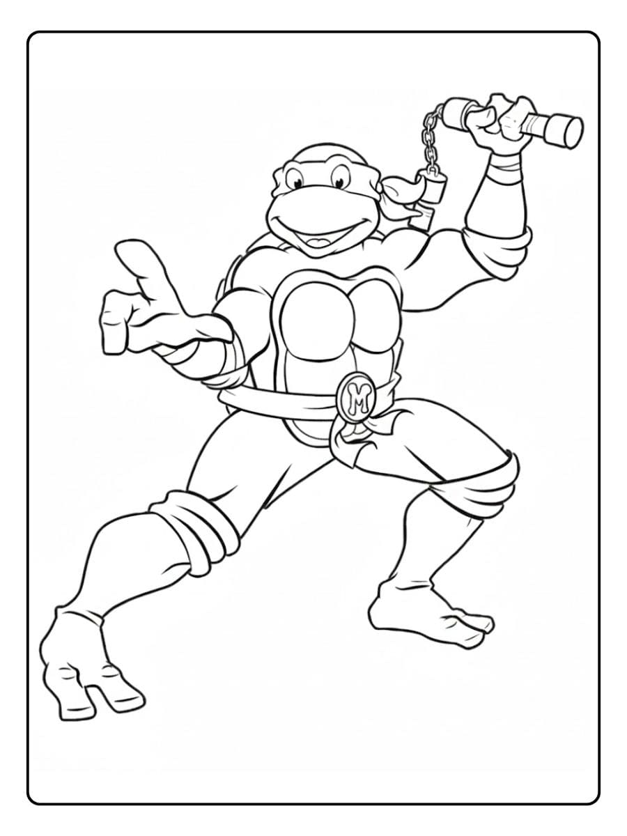Coloriage Tortues Ninja Simple Contours Épais à Imprimer