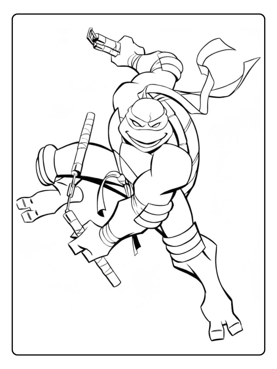 Coloriage Tortues Ninja Simple Contours Épais