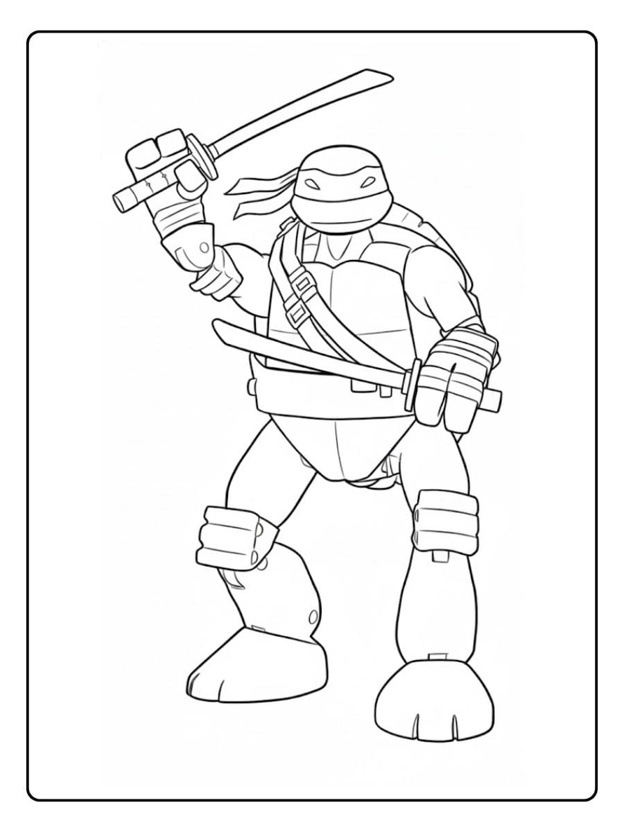 Coloriage Tortues Ninja Simple Leonardo Katana