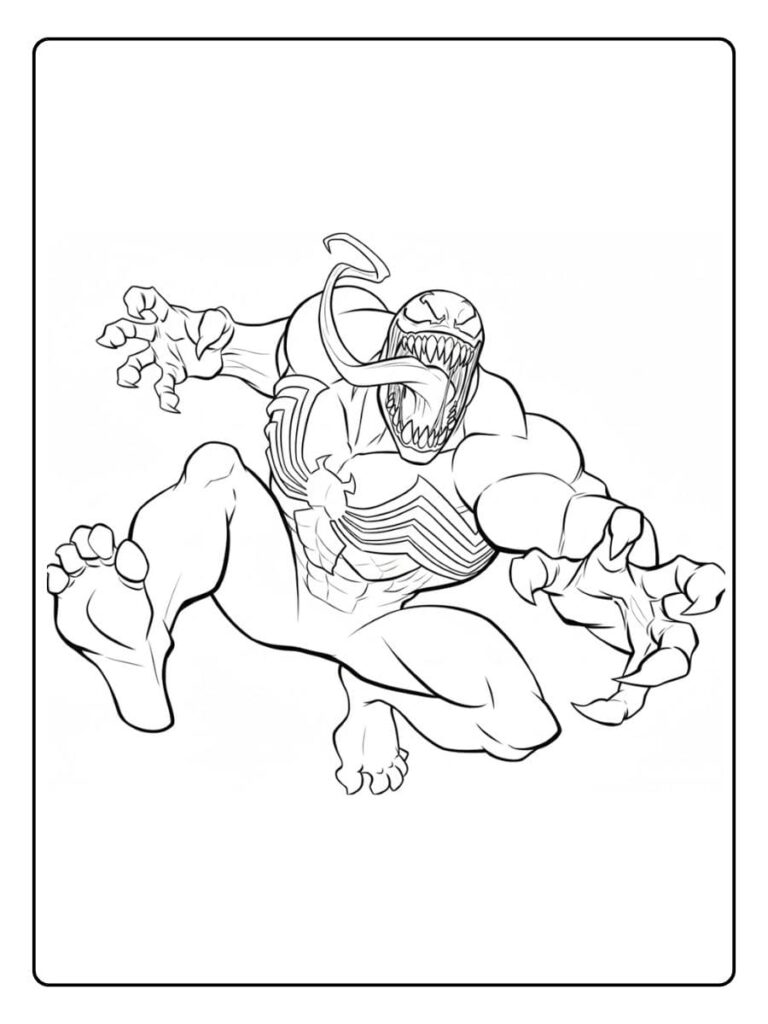 Coloriage Gratuit à Imprimer – Dessins à Colorier PDF & PNG 171 Coloriage Venom Dessin simple en noir et blanc