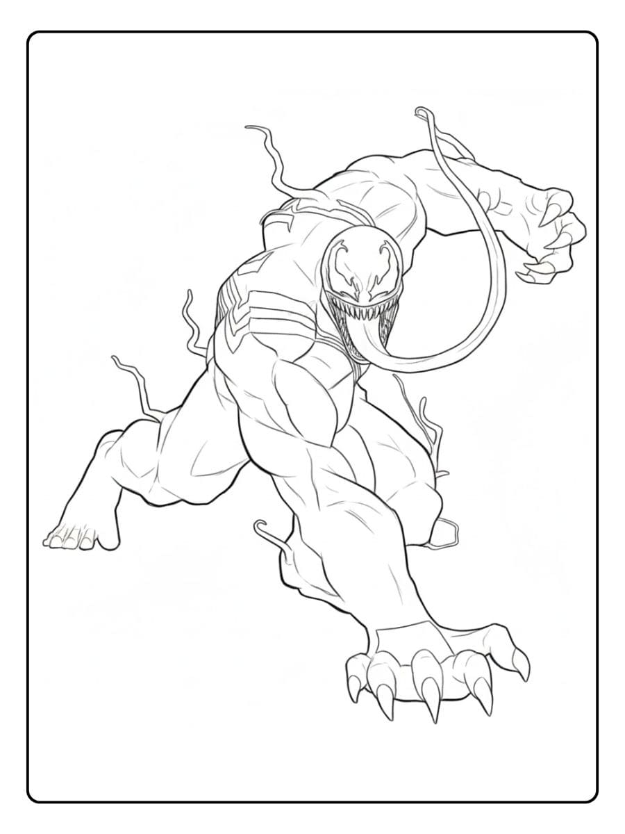 Coloriage Venom Simple Dessin aux Traits Épais à Imprimer