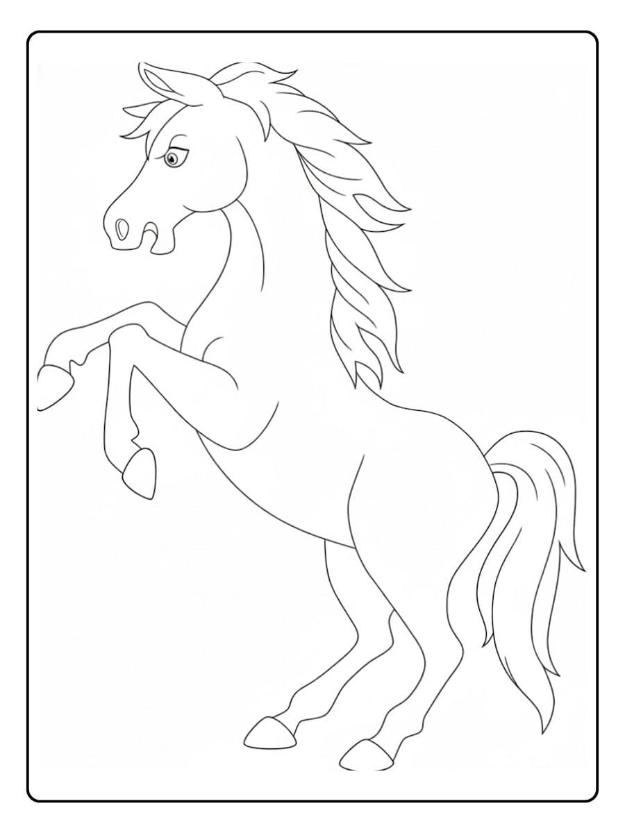 Coloriage cheval cabré simple