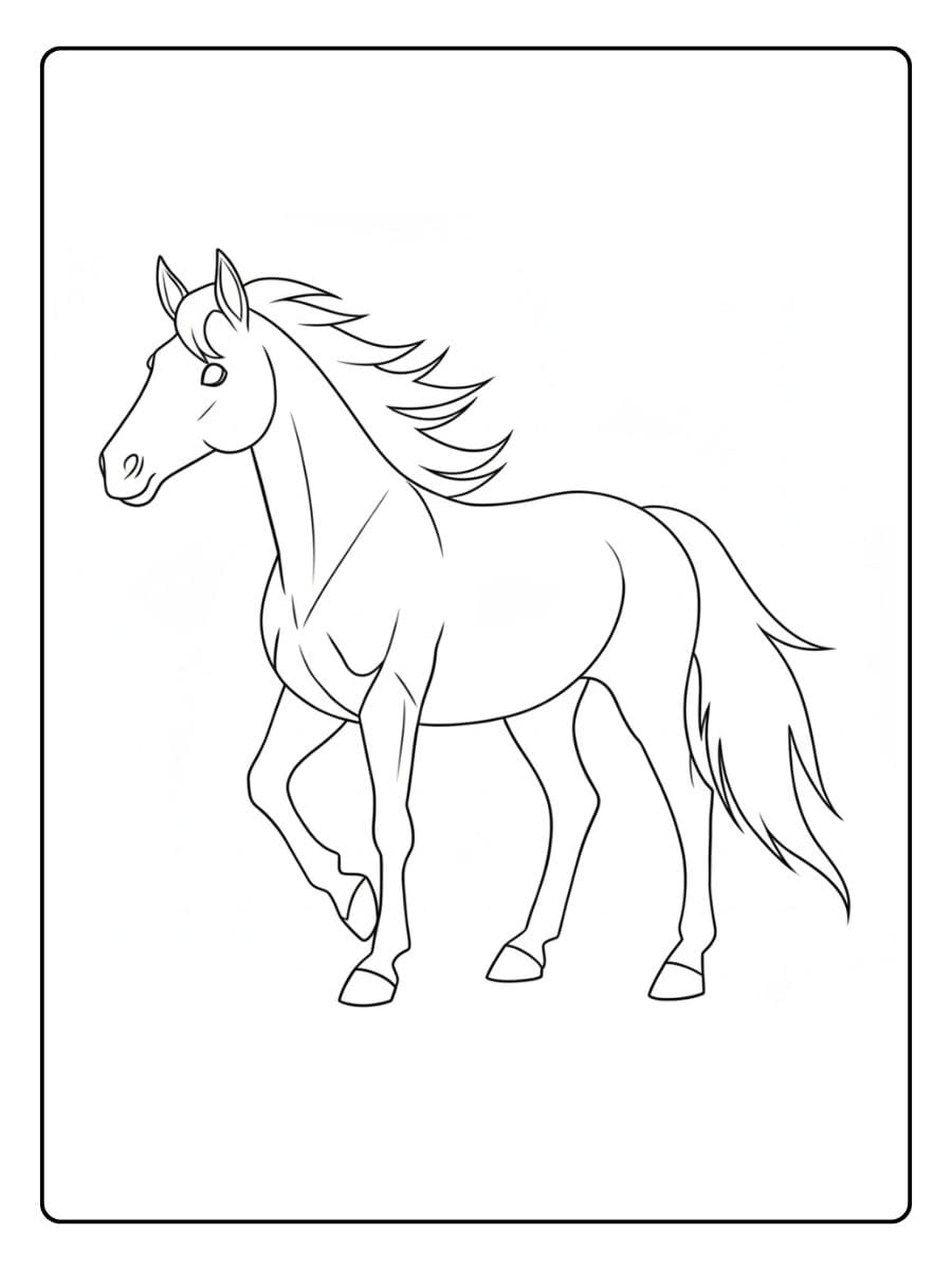 Coloriage cheval simple et élégant