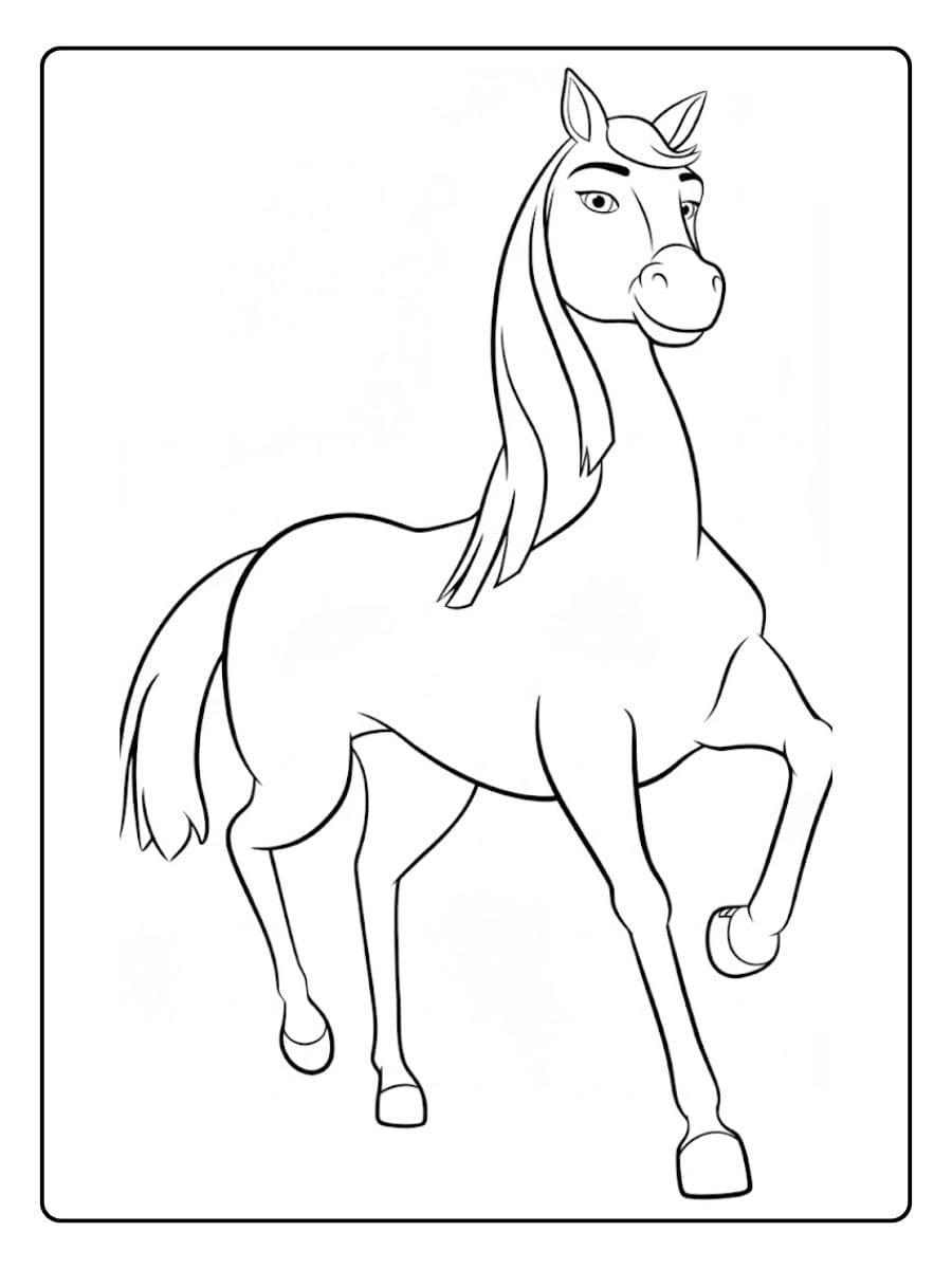 Coloriage cheval simple trait epais