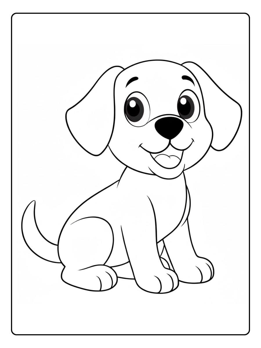 Coloriage chien contour épais