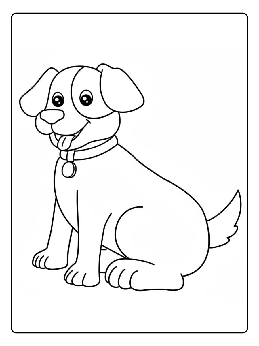 Coloriage chien simple trait épais