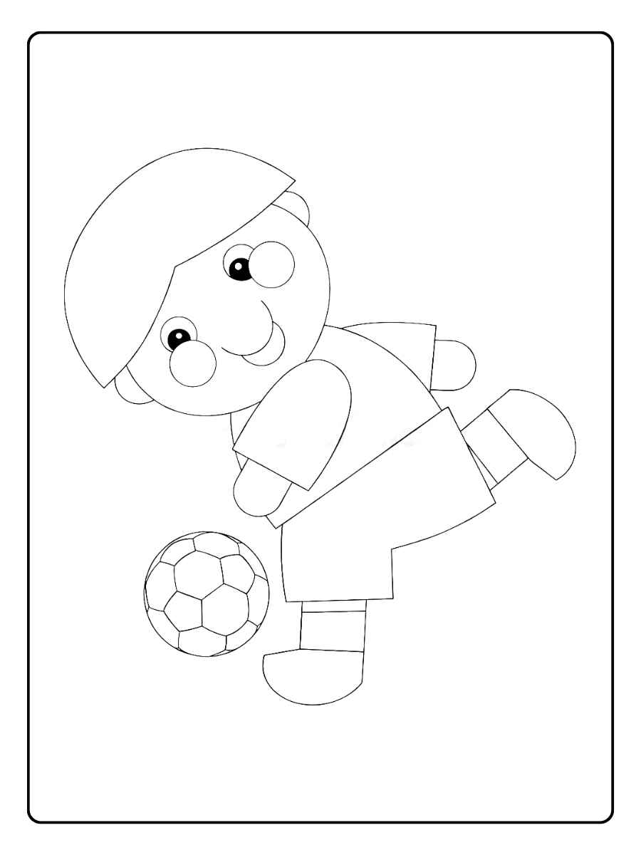 Coloriage de footballeurs enfants jouant au football ensemble